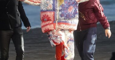 Heidi Klum made quite the impression while working on an episode of Germany's Next Topmodel in Huntington Beach, California, on Thursday