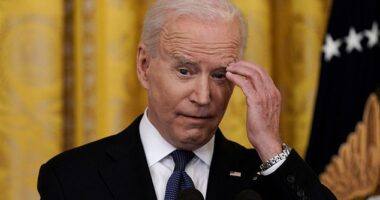 US President Joe Biden speaks about the Special Counsel report in the Diplomatic Reception Room of the White House in Washington, DC, on February 8, 2024