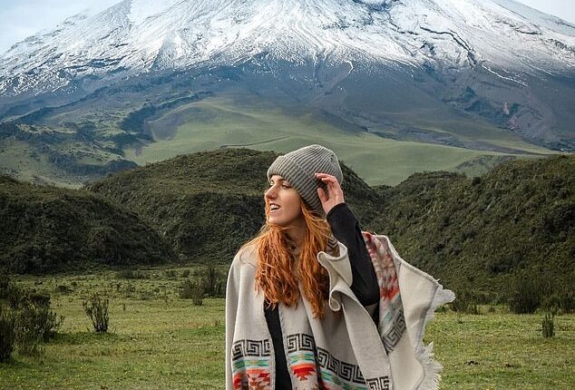 Rebecca Tribelhorn from Oregon , has revealed the 'genius' lies she tells to keep safe whilst on her travels abroad (pictured in Ecuador)