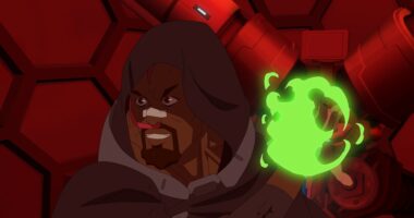 Angstrom Levy preparing a green portal as a weapon in Invincible season 2