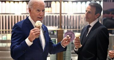 US president Joe Biden (pictured on Monday night with talk show host Seth Meyers) has said he hopes a ceasefire in Gaza could start by the beginning of next week