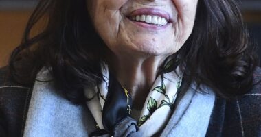 Jennifer Dulos' mother, 88 - the sole carer for her daughter's five orphaned children - walks into court using a cane as she testifies in murder mistress Michelle Troconis' trial