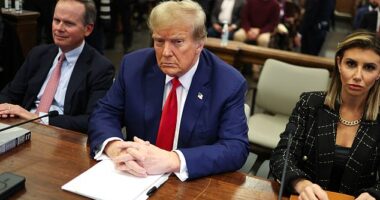 Trump in court during his New York civil fraud trial. The former president was ordered to pay nearly $355 million and banned from doing business in the state for three years after being found liable for fraud. On Friday, his legal team filed an appeal to overturn the decision