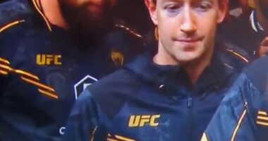 Mark Zuckerberg was seen looking uncomfortably out of place at UFC 298 on Saturday night