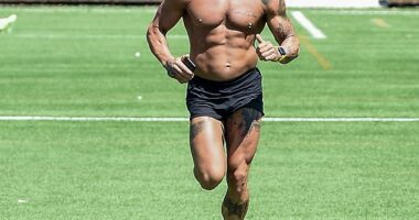 Married At First Sight 'villain' Jack Dunkley revealed his surprise 'intimate' piercing as he went shirtless during a workout in a break from filming a workout in a break from filming