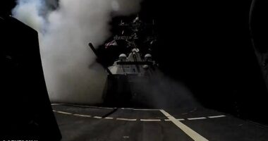 A fleet of United States warships have joined forces to launch missiles and support strikes on Iranian-backed Houthi targets