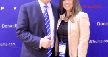 Rep. Nancy Mace pictured with Donald Trump when she worked on his campaign in 2016 - before being blacklisted