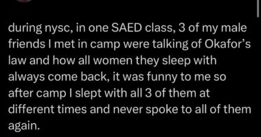 Nigerian lady narrates how she slept with three friends to prove that Okafor's law is a myth