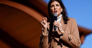 Republican presidential candidate Nikki Haley is photographed at a campaign rally earlier this month in her hometown of Bamberg, South Carolina. Most voters at the Bamberg County polling place on Thursday said they were supporting former President Donald Trump
