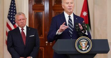 'The United States is working on a hostage deal between Israel and Hamas , which would bring an immediate and sustained period of calm to Gaza for at least six weeks,' President Joe Biden said after meeting with Jordan's King Abdullah II