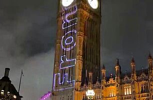 The words ¿From the river to the sea¿ were beamed on to the Elizabeth Tower