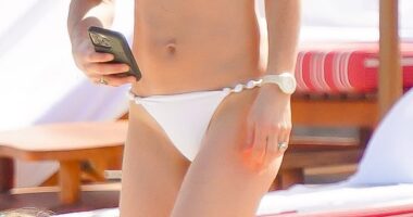 Pictured: Pippa Middleton, 40, seen running after her daughter on the beach at Eden Rock in St Barts