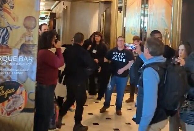 About 30 Gaza protesters entered the hotel where President Joe Biden was staying in San Francisco on Thursday, chanting: 'Ceasefire now.'