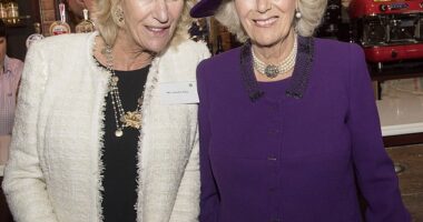 Camilla's younger sister, interior designer and antique dealer Annabel Elliot, has supported the Queen faithfully throughout her royal life (The siblings pictured in 2016)