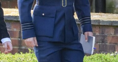 Wing Commander Alex Drysdale (pictured at court on Monday) is alleged to have continued claiming a military housing allowance even after he bought a house in Las Vegas and became no longer entitled to it