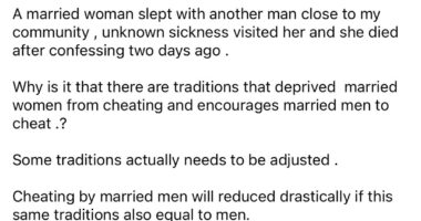 Some traditions actually need to be adjusted - Delta state gov?s aide says as a married woman d!es after confessing to ch�ating on her husband