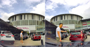 S'pore car tries to cut queue at JB Aeon Mall by getting passenger to reserve parking lot with body - Mothership.SG