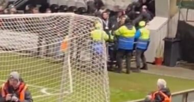 A St Mirren fan seemed to think better of their plans after evading stewards before their match against Dundee