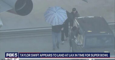 Taylor Swift was shielded by an umbrella as she made her speedy getaway at LAX Saturday