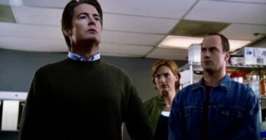 Kyle MacLachlan, Mariska Hargitay, and Christopher Meloni on Law & Order: SVU.