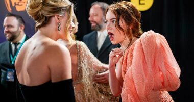 Margot Robbie and Emma Stone recreated one of the Golden Globes' most viral moments as they attended the 2024 British Academy Film Awards on Sundy