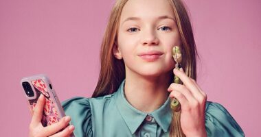 Florence Marshall, aged 11, has a four-step skincare routine. 'It takes me about 15 minutes to get my face ready for school,' she says