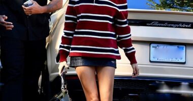 Classic: Hailey Bieber in a sporty polo - as they have become the season's biggest style surprise, according to SHANE WATSON