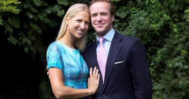 Thomas Kingston, 45, (right), pictured with his wife Lady Gabriella, was found dead on Sunday evening