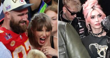Travis Kelce, Taylor Swift cozy up to Megan Fox, MGK in new double date photo from Super Bowl party