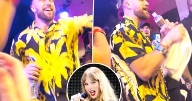 Travis Kelce dances to Taylor Swift's 'Love Story' while partying in Vegas