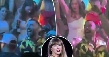 Travis Kelce downs champagne while surrounded by women at Vegas club