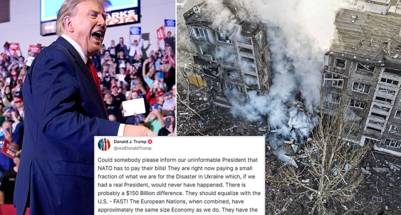 Donald Trump kept up his attacks on NATO Wednesday, accusing allied nations of failing to pay their fair share to support Ukraine against Russia . Days after the former president appeared to encourage Russia to attack U.S. allies, triggering outrage in foreign capitals, and 24 hours after President Joe Biden called him 'dumb,' he launched a fresh rant against some of Washington's most important international partners.