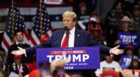Former President Donald Trump rallied in Rock Hill, South Carolina on the even of the state's Republican primary where he's leading his final rival, the former governor of the state Nikki Haley, by nearly 30 points