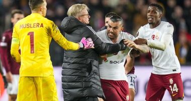 Huge melee erupted after Galatasaray crashed out of the Europa League on Thursday night