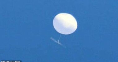 The U.S. military is tracking yet another balloon over the western United States, a year after a Chinese spy balloon  (above) provoked a diplomatic crisis