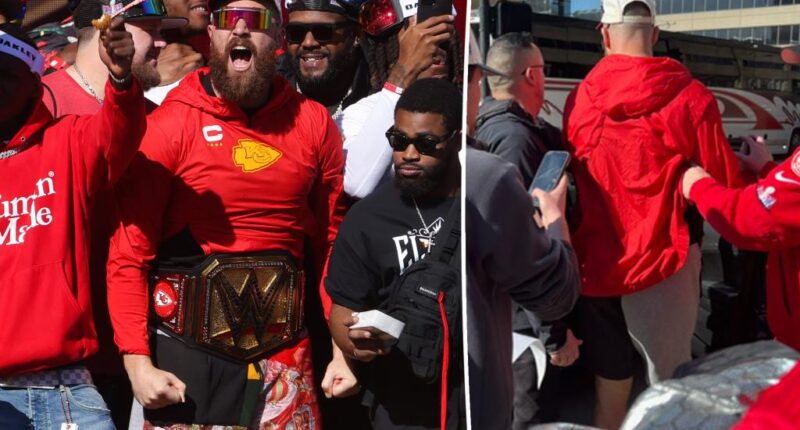 Video shows Travis Kelce being rushed away from Kansas City Super Bowl parade shooting by cops