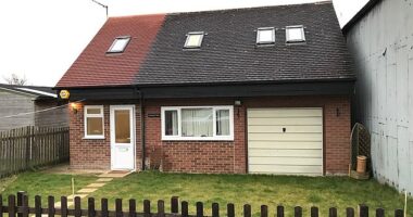 Pictured: the garage before Lexi and Sam purchased the property on the outskirts of Cheltenham for £170,000 in 2016
