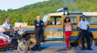 Death In Paradise is returning for a 13th series on Sunday, which will see its 100th episode (L-R season one cast Danny John-Jules, Ben Miller, Sara Martins  and Fidel Best)