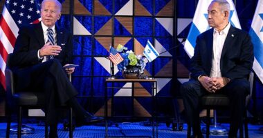 The White House is denying a report that President Joe Biden (left) referred to Israeli Prime Minister Benjamin Netanyahu (right) as a 'bad f***ing guy.'