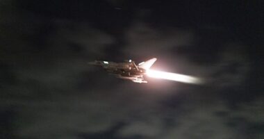 An RAF Typhoon aircraft was seen taking off to conduct further strikes against Houthi targets