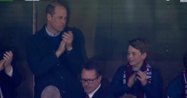 Prince William and Prince George were seen celebrating Aston Villa's opening goal vs Lille in footage coverage of the Conference League fixture aired by TNT Sports