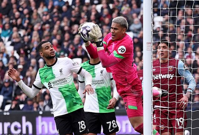 Alphonse Areola fell to the ground after catching a cross, before rolling the ball out