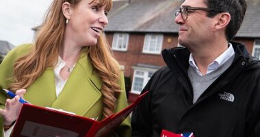 Angela Rayner and Andy Burnham out canvassing on the streets of Birmingham in March