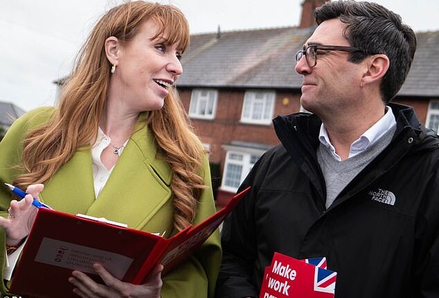 Angela Rayner and Andy Burnham out canvassing on the streets of Birmingham in March