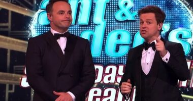 Ant (L) and Dec (R)  choked back tears as they said an emotional farewell at the end of the final Saturday Night Takeaway this weekend.