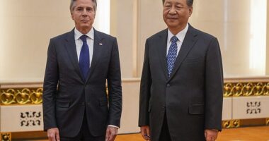 U.S. Secretary of State Antony Blinken meets with Chinese President Xi Jinping at the Great Hall of the People