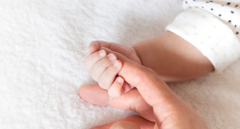 baby holding finger
