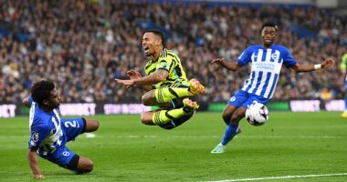 Arsenal were awarded a penalty after defender Tariq Lamptey fouled Gabriel Jesus in the box