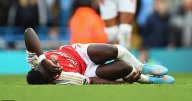 Bukayo Saka limped off after going down injured in Arsenal's goalless draw at Man City