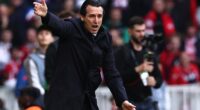 Unai Emery reacted furiously to a refereeing decision and was booked in the first half on Thursday